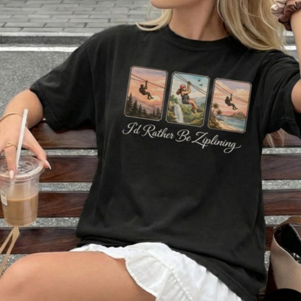 Outdoor Adventure Ziplines & Waterfall - Camiseta I'd Rather Be Ziplining, camiseta